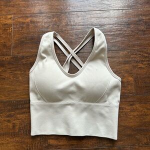 Seamless Crisscross Longline fitness Bralette - Cream
